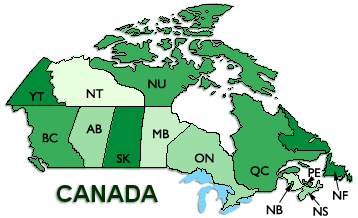 Image Map of Canada - Click on a province or use the text links below
